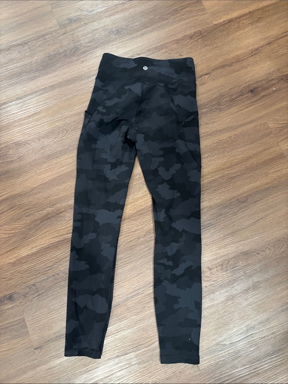 lululemon athletica Invigorate Black Camouflage Leggings with Side Pockets 25”